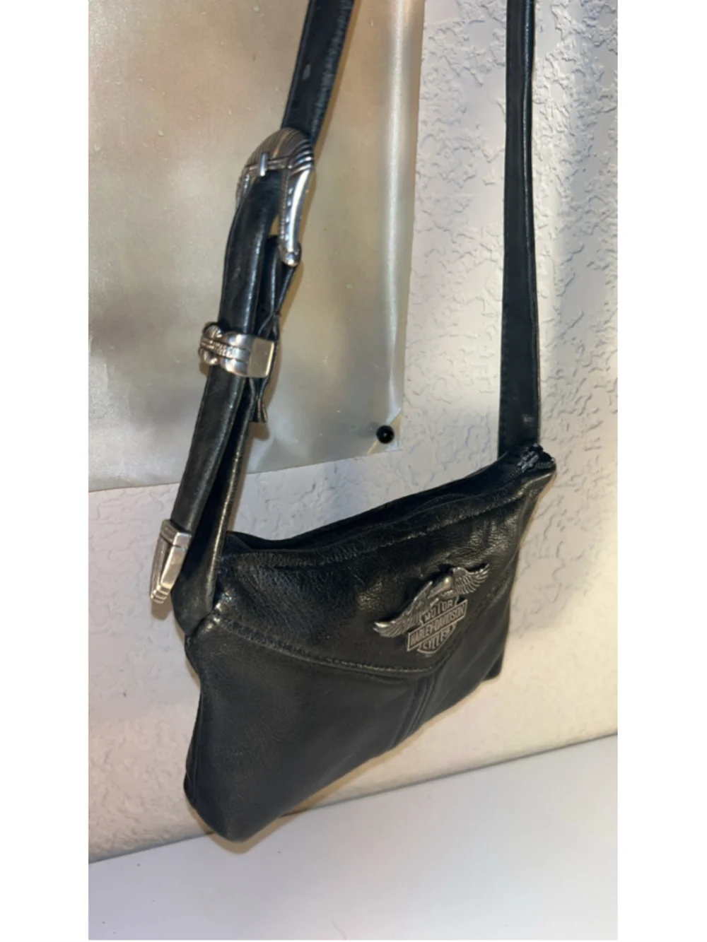 Women's Harley-Davidson Black Leather Crossbody Bag, One Size